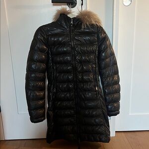 Womens black leather Parajumper coat